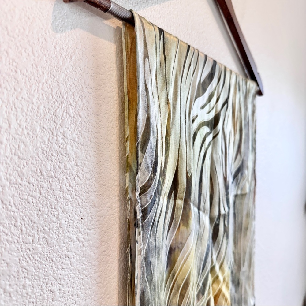 Mermaid Velvet Burnout Zebra Silk Blend Scarf Abstract Neutral Lightweight A20 - Picture 2 of 9